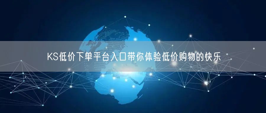 KS低价下单平台入口带你体验低价购物的快乐