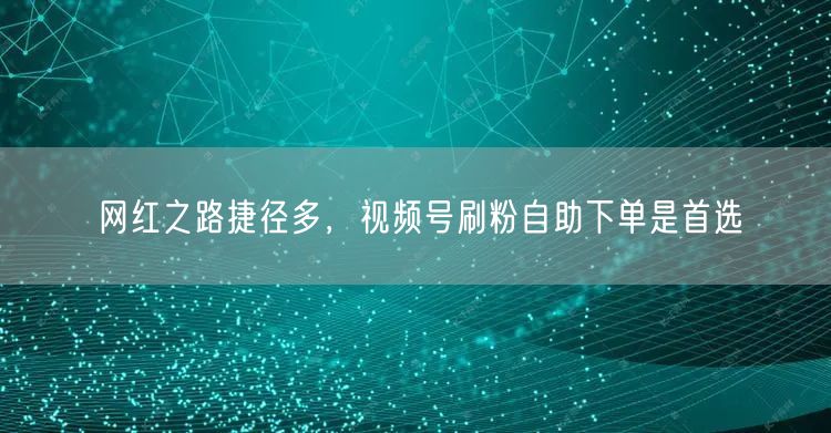 网红之路捷径多，视频号刷粉自助下单是首选