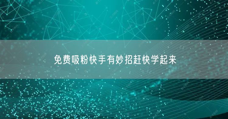 免费吸粉快手有妙招赶快学起来