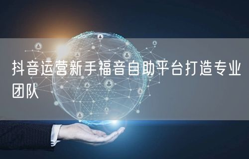 抖音运营新手福音自助平台打造专业团队