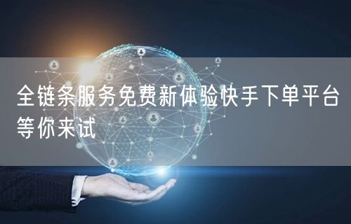 全链条服务免费新体验快手下单平台等你来试