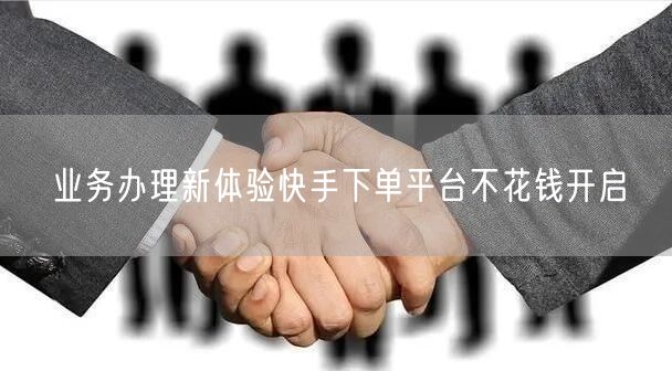 业务办理新体验快手下单平台不花钱开启